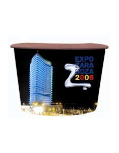 Mostrador promocional plegable curvo 