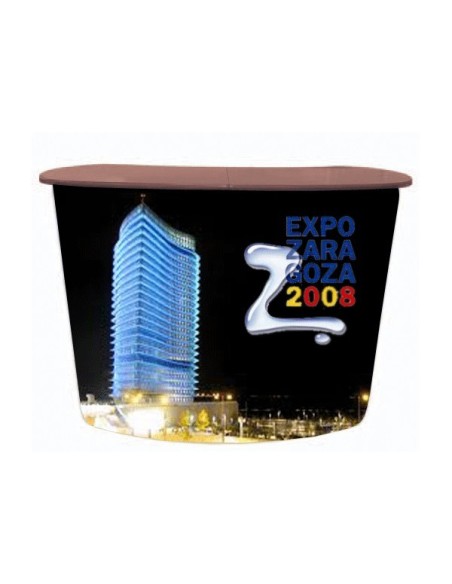 Mostrador promocional plegable curvo 