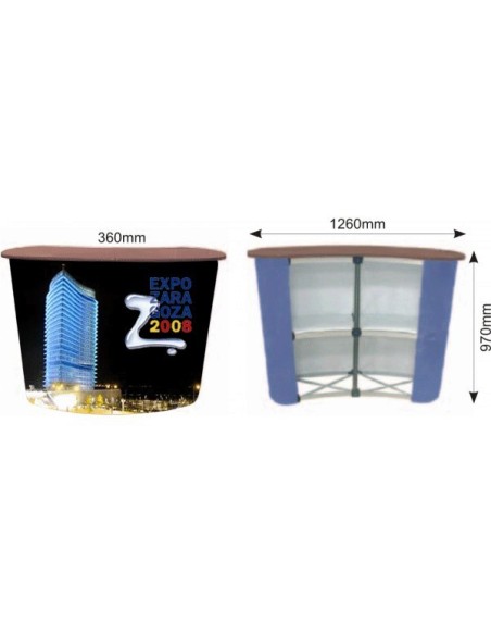 Mostrador promocional plegable curvo 