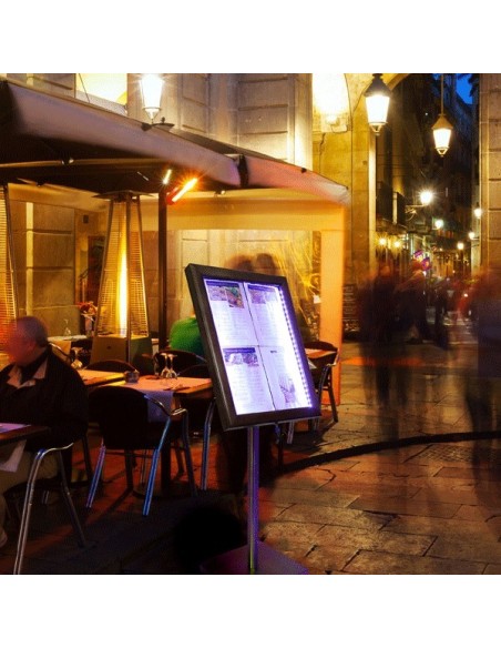 Portamenús de madera con leds
