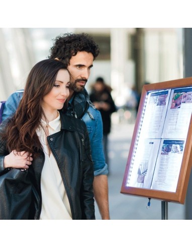 Portamenús de madera con leds