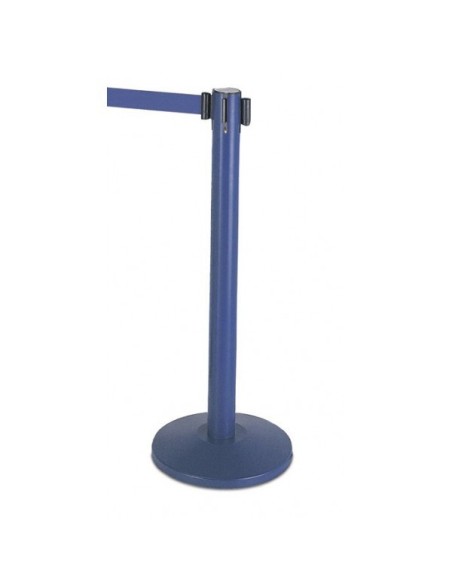 Poste separador azul con cinta azul Poste separador azul con cinta azul