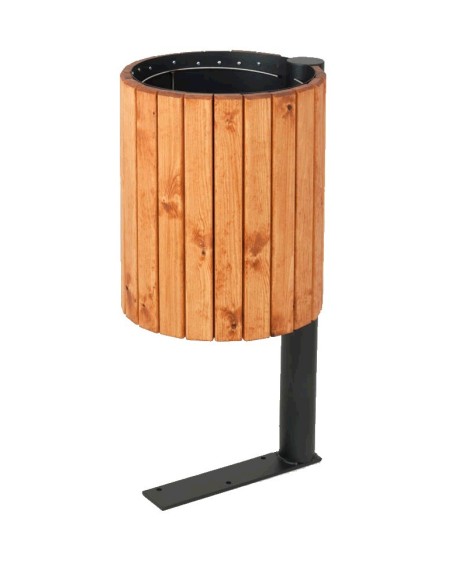 Papelera de madera circular