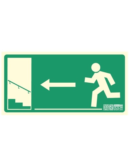 Señal salida izquierda escalera arriba
