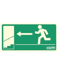 Señal salida izquierda escalera abajo