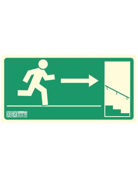 Señal salida derecha escalera abajo