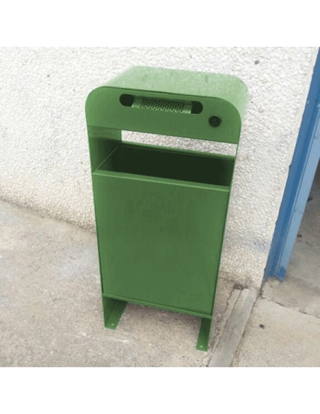 Papelera con cenicero verde