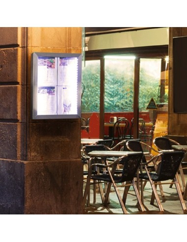 Portamenús luminoso acero inoxidable