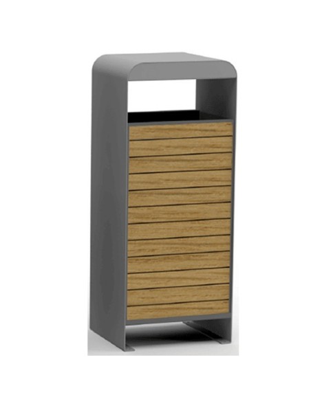 Papelera de madera y acero