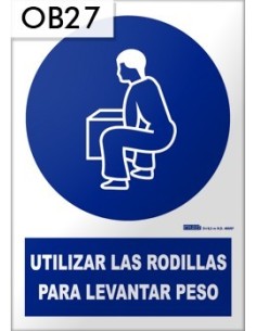 Señal de usar rodillas para levantar peso
