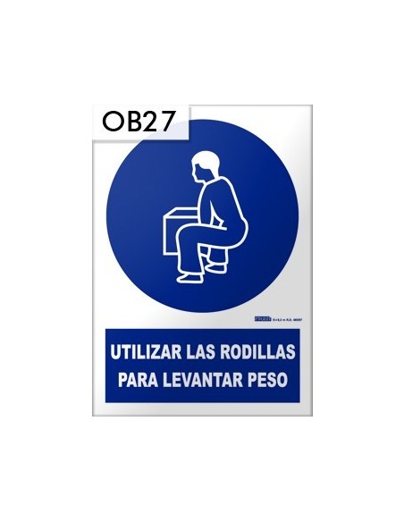 Señal de usar rodillas para levantar peso