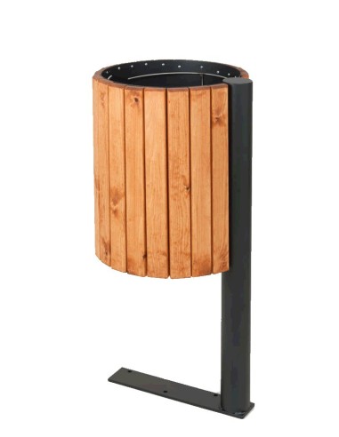 Papelera de madera circular