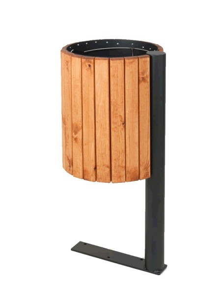 Papelera de madera circular