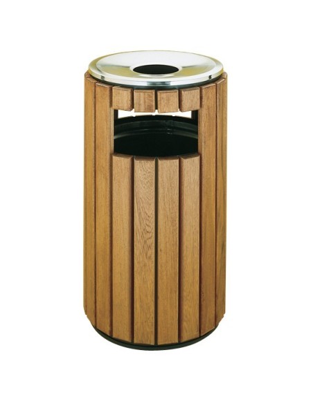 Papelera de madera con cenicero