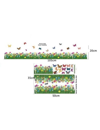 Vinilo flores mariposas 1