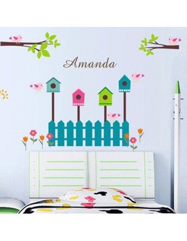 Vinilo flores y pájaros